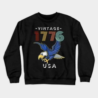 classic eagle flying with red white and blue colors Vintage 1776 USA Crewneck Sweatshirt